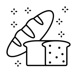 Bread icon. Simple line, outline of grocery icons for ui and ux, website or mobile application