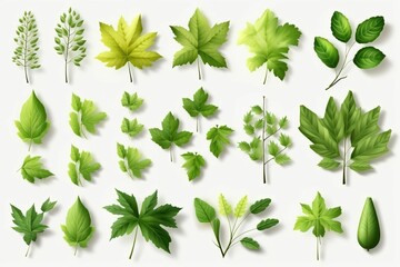 set of green leaves. AI Generative