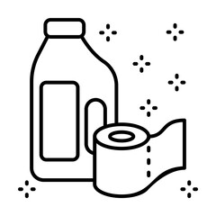 Toilet paper bottle label detergent icon. Simple line, outline of grocery icons for ui and ux, website or mobile application