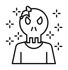 Halloween fear horror scary spooky zombie skull brain icon. Element of Halloween