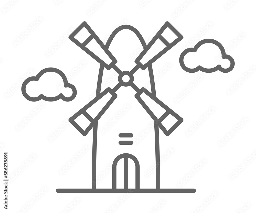 Poster windmill, holland icon. element of holland icon. thin line icon for website design and development, 