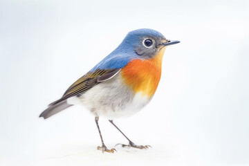 Obraz premium blue bird with yellow marking on its wings isolated on white background. Generative Ai