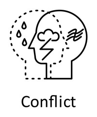 Human internal conflict in mind icon. Element of human mind with name icon. Thin line icon for website design and development, app development. Premium icon