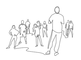 Continuous one line drawing of stand up comedian doing a live show. Speech to the audience concept vector illustration.
