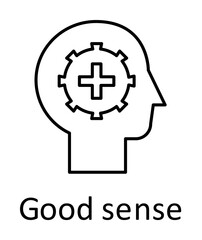 Obraz premium Human, gear, medical cross in mind icon. Element of human mind with name icon. Thin line icon for website design and development, app development. Premium icon