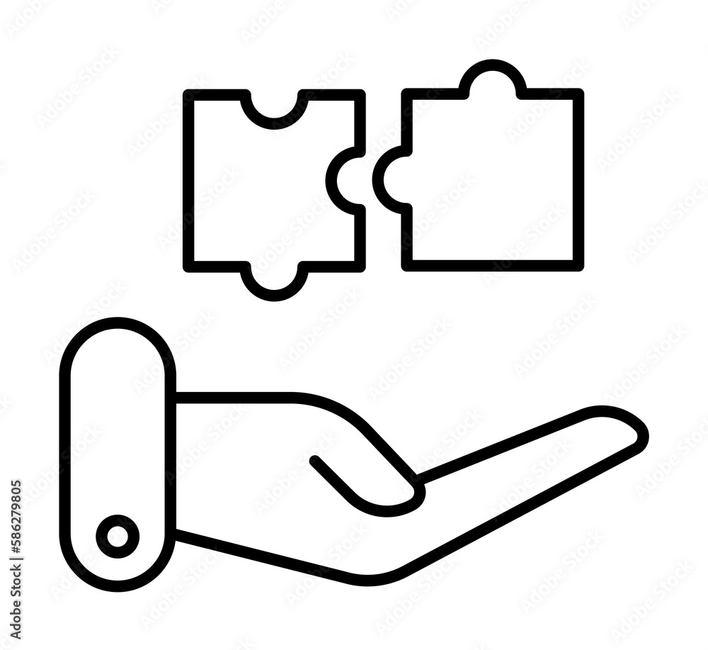 Poster puzzle, hand, solution icon. element of human resources for mobile concept and web apps illustration