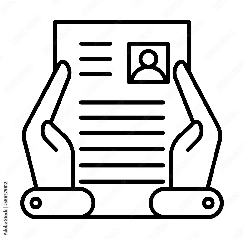 Poster cv, files, hands icon. element of human resources for mobile concept and web apps illustration. thin