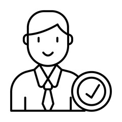 employee, user, check icon. Element of Human resources for mobile concept and web apps illustration. Thin line icon for website design and development, app development