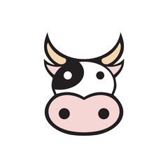 Cow head cartoon animal icon