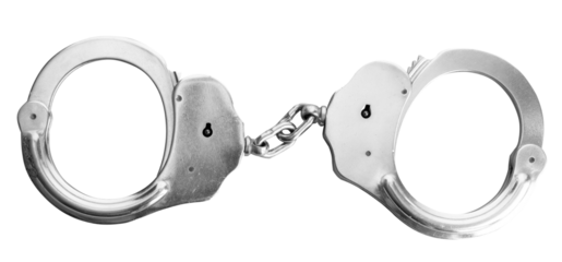 Metallic handcuffs isolated
