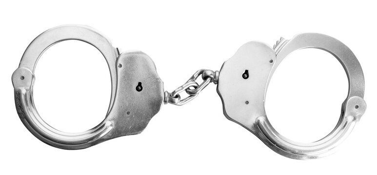 Metallic handcuffs isolated