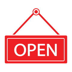 open sign, vector icon, welcoming shop visitors