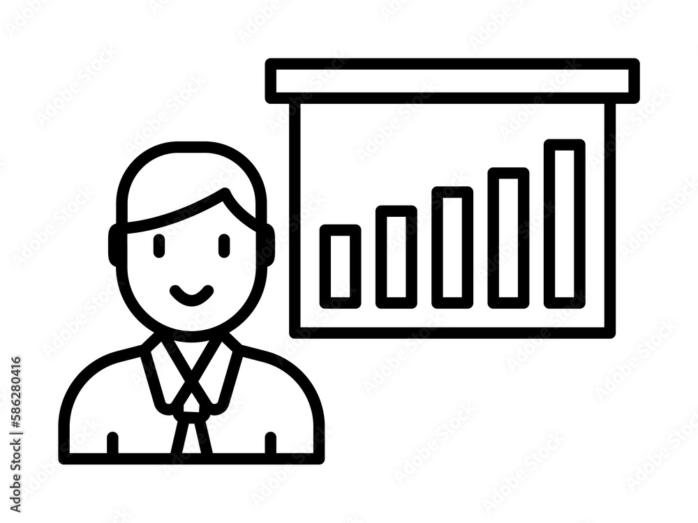 Poster presentation, boss, chart icon. element of human resources for mobile concept and web apps illustrat