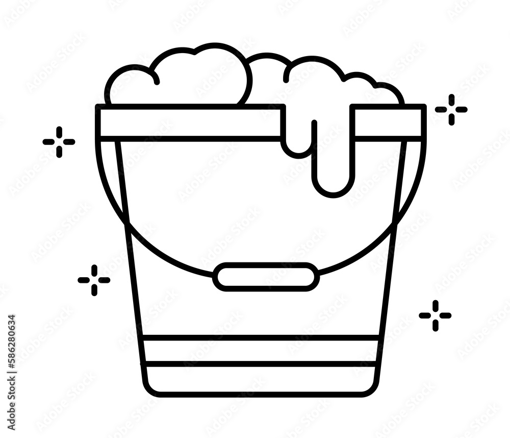 Poster bucket, foam icon. simple line, outline elements of hygiene icons for ui and ux, website or mobile a