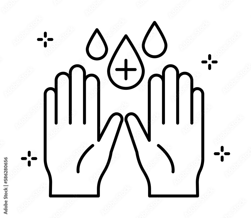 Poster hand, drop icon. simple line, outline elements of hygiene icons for ui and ux, website or mobile app