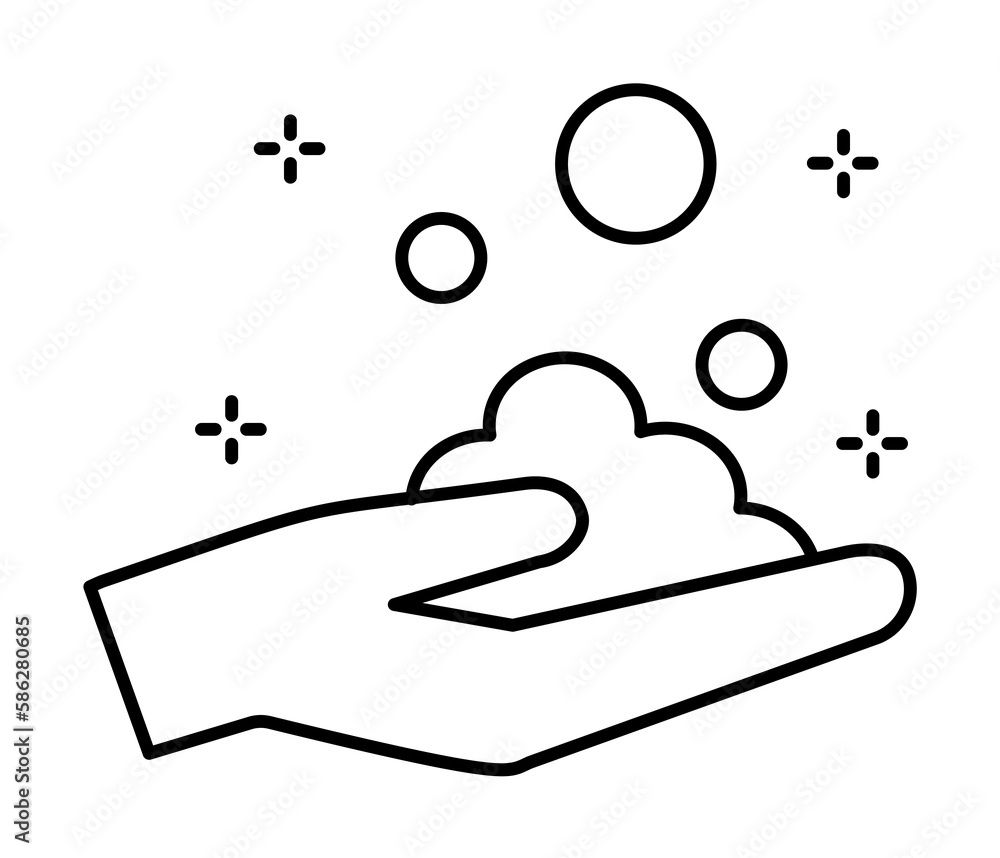 Poster hand, foam icon. simple line, outline elements of hygiene icons for ui and ux, website or mobile app