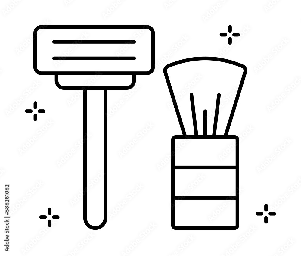 Poster razor, brush icon. simple line, outline elements of hygiene icons for ui and ux, website or mobile a