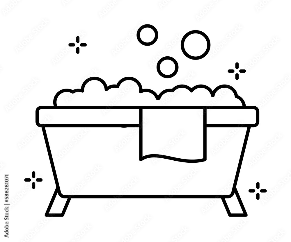 Poster bath, foam icon. simple line, outline elements of hygiene icons for ui and ux, website or mobile app