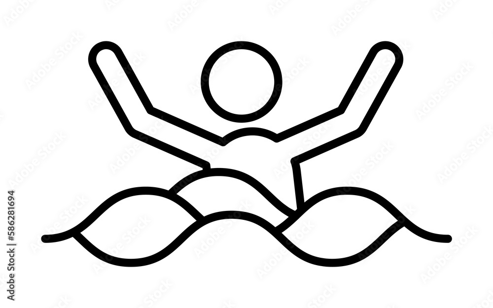 Poster sinking person line icon. element of insurance sign for mobile concept and web apps. thin line sinki