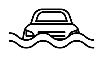 drowned car line icon. Element of insurance sign for mobile concept and web apps. Thin line drowned car icon can be used for web and mobile. Premium icon