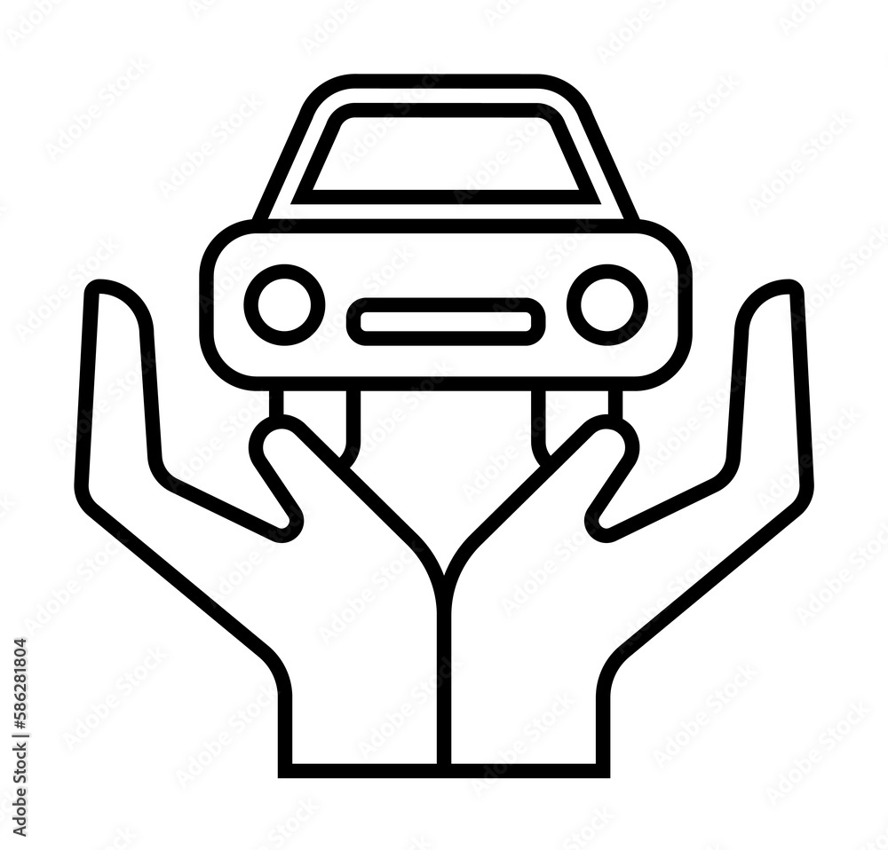 Poster protect the car line icon. element of insurance sign for mobile concept and web apps. thin line prot