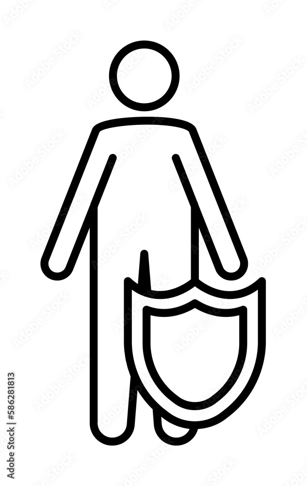 Poster human security line icon. element of insurance sign for mobile concept and web apps. thin line human