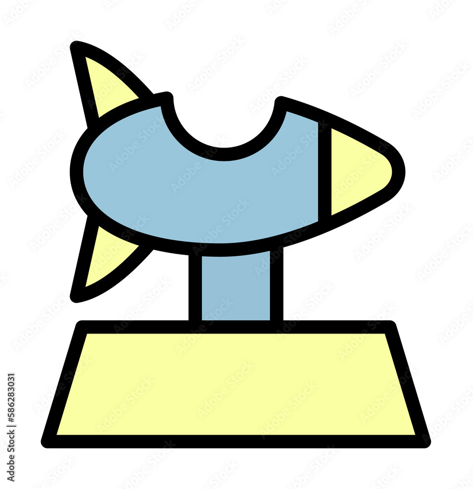 Poster rocket, toy icon. simple color with outline elements of kindergarten icons for ui and ux, website or