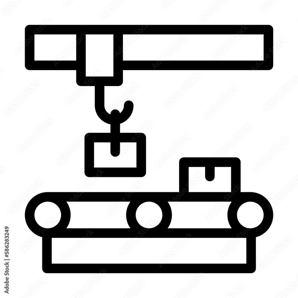 Poster assembly line, manufacturing icon. simple line, outline elements of production icons for ui and ux, 