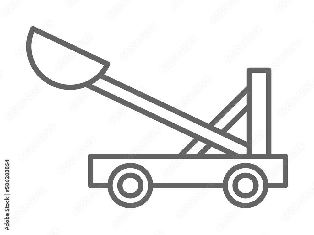 Poster medieval, catapult icon. element of medieval period icon. thin line icon for website design and deve