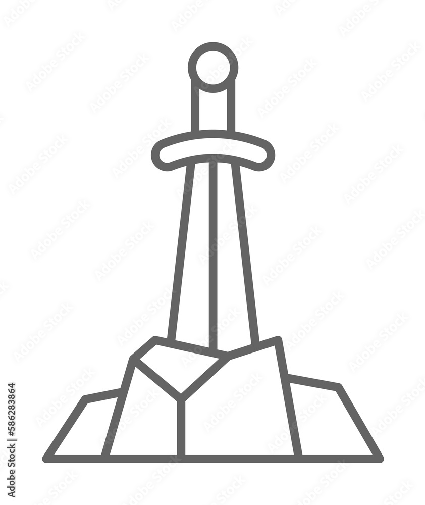 Poster medieval, sword icon. element of medieval period icon. thin line icon for website design and develop
