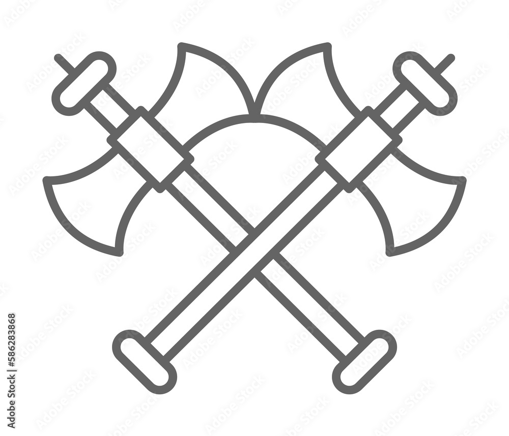 Poster medieval, axes icon. element of medieval period icon. thin line icon for website design and developm