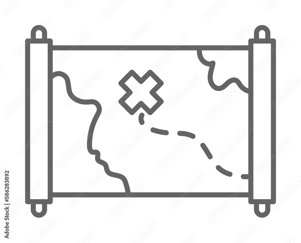 Poster medieval, maps icon. element of medieval period icon. thin line icon for website design and developm