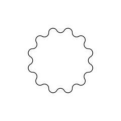 Round element with wavy edges Circle label sticker contour outline icon black color vector illustration flat style image