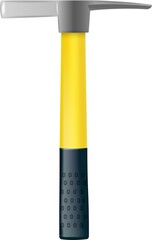 Realistic masons hammer with fiberglass handle. Vector industrial workers tool. Equipment for repair, contract and locksmith work. Vector .