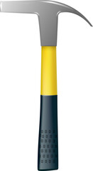 Rock climbers hammer with a yellow fiberglass handle. 