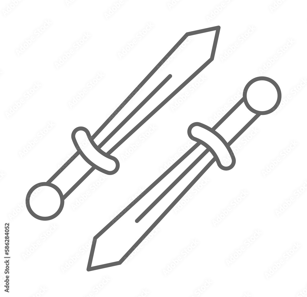 Poster medieval, sword icon. element of medieval period icon. thin line icon for website design and develop