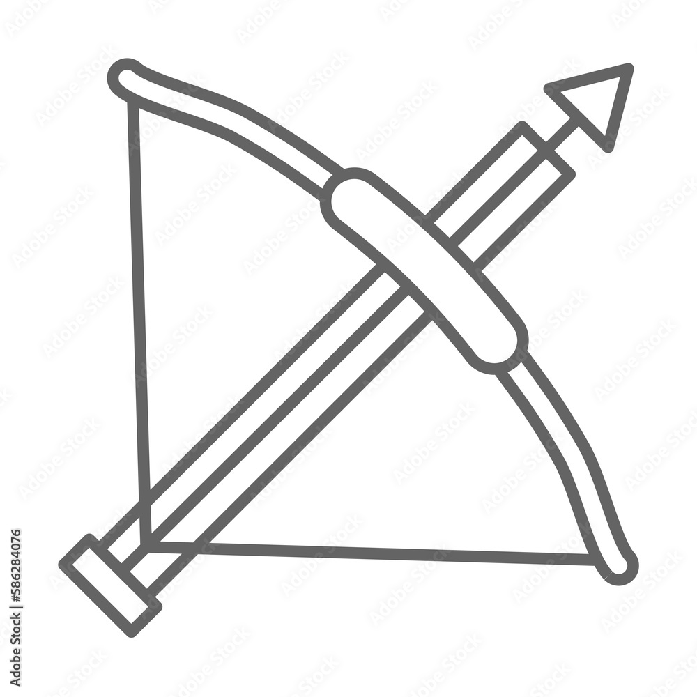 Poster medieval, crossbow icon. element of medieval period icon. thin line icon for website design and deve