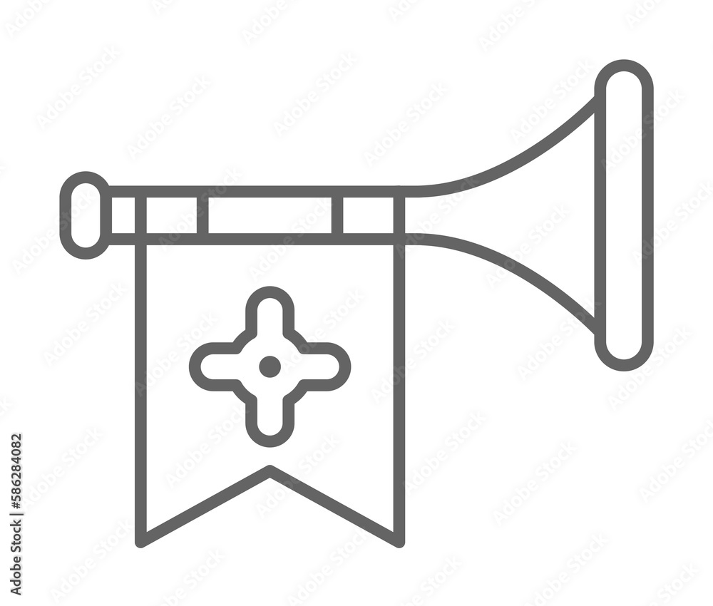 Poster medieval, trumpet icon. element of medieval period icon. thin line icon for website design and devel