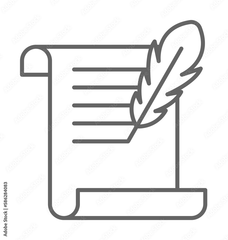Aufkleber medieval, writing icon. element of medieval period icon. thin line icon for website design and devel