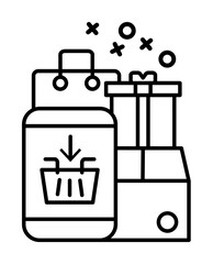 Gift bag smart phone icon. Element of online shopping icon