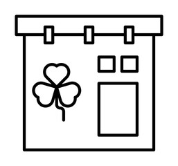 Patrick day, calendar, clover, date, day, holyday icon. Element of Patrick day for mobile concept and web apps illustration. Thin line icon for website design and development