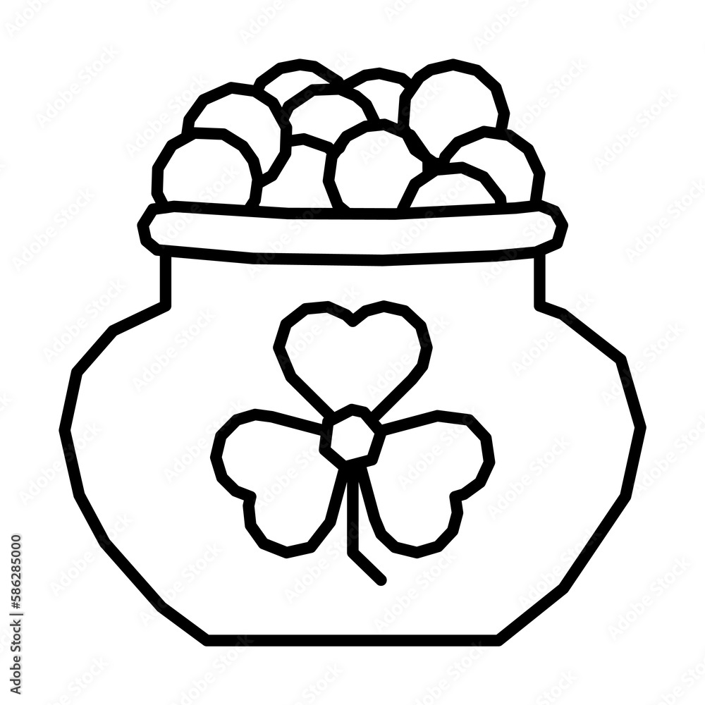 Poster clover, boiler, coins icon. simple line, outline elements of patrick's day icons for ui and ux, webs
