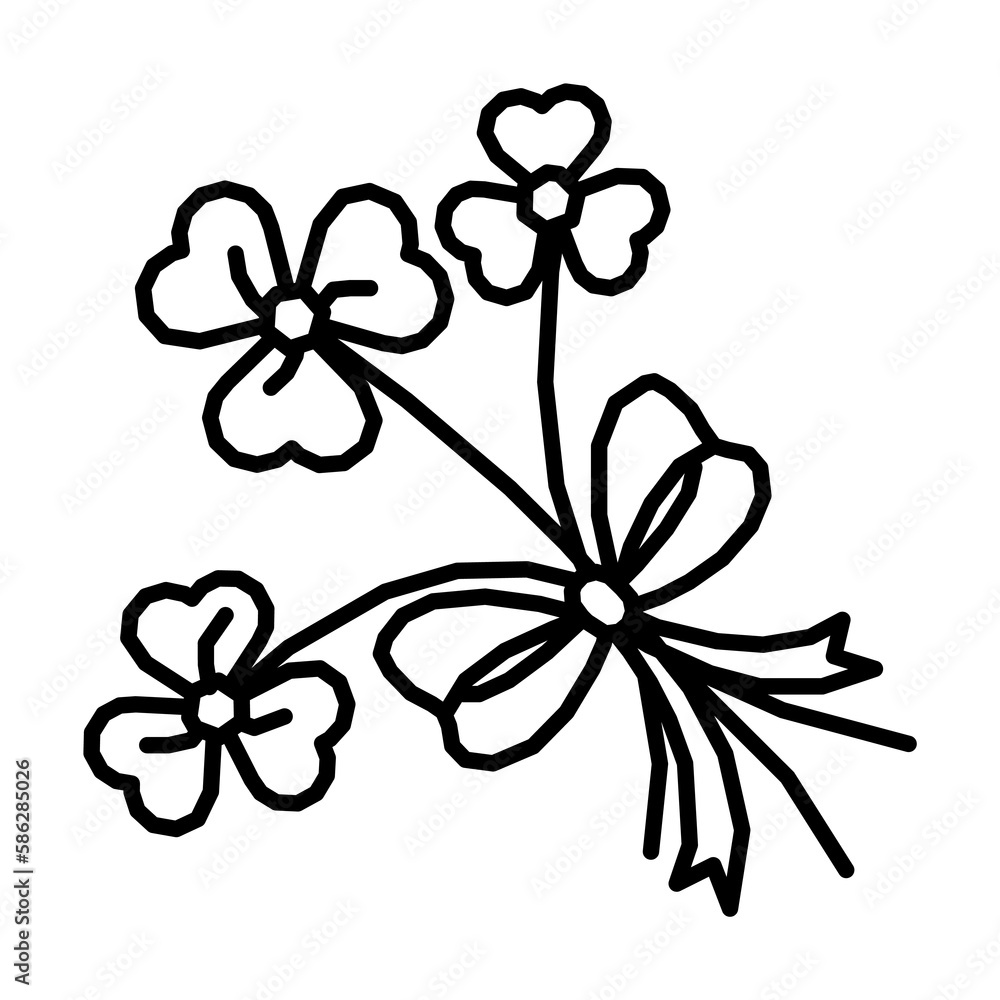 Poster clover, bow icon. simple line, outline elements of patrick's day icons for ui and ux, website or mob