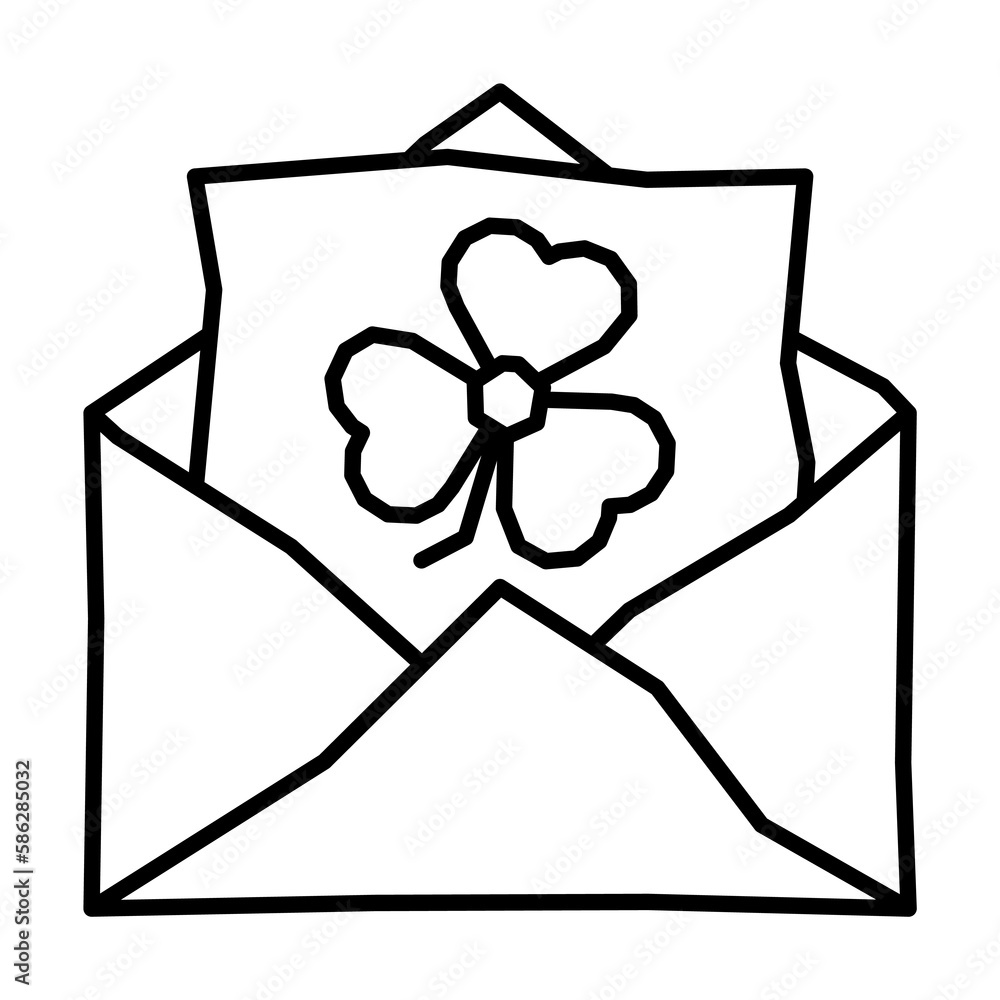 Poster clover, envelope, letter icon. simple line, outline elements of patrick's day icons for ui and ux, w