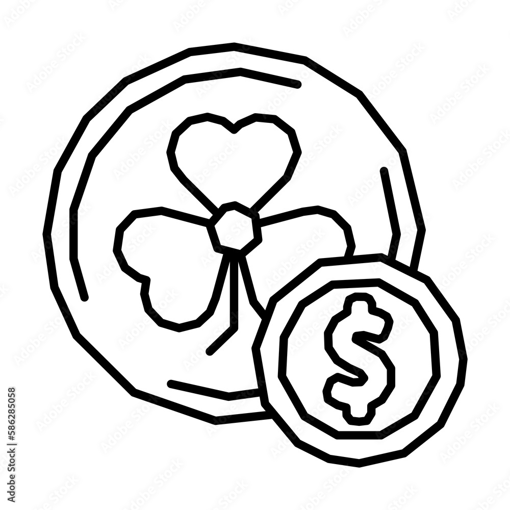 Poster clover, coins icon. simple line, outline elements of patrick's day icons for ui and ux, website or m