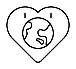 Love heart earth icon. Element of peace day icon