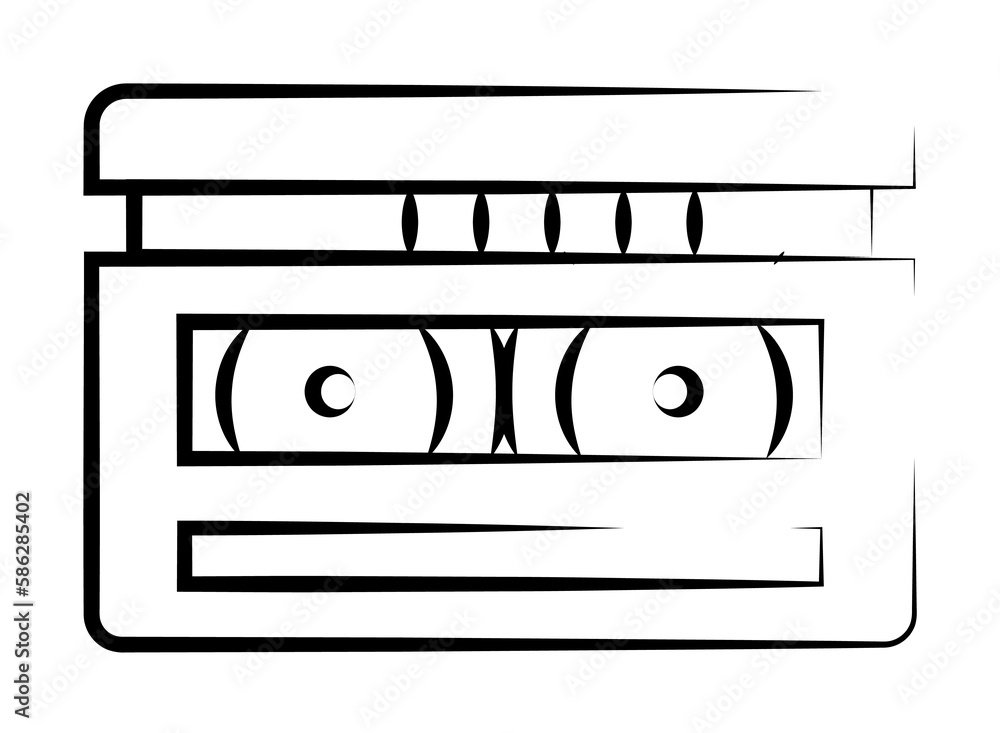 Poster video cassette outine logo style icon. element of photo icon for mobile concept and web apps. outlin