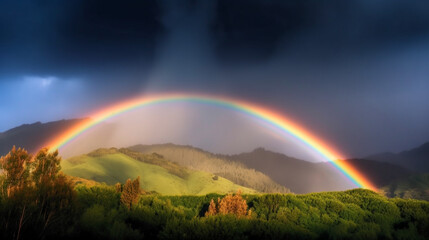Fototapeta na wymiar A beautiful rainbow in the sky Generative AI