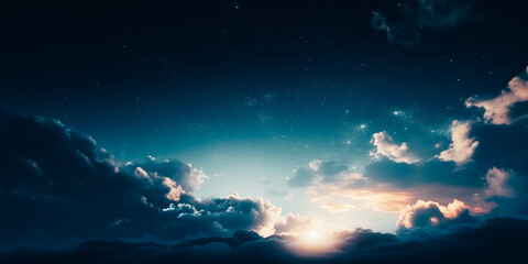 Naklejka na ściany i meble Beautiful starry night sky with large clouds