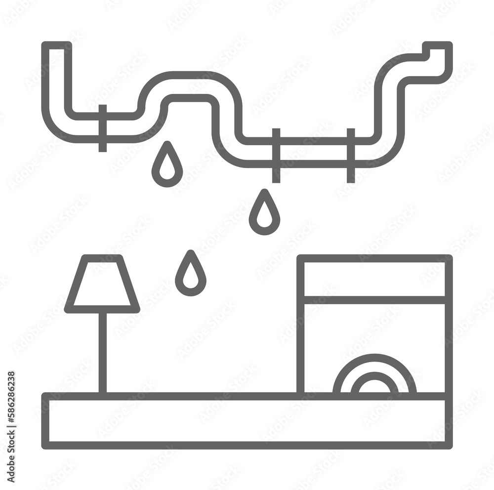 Poster plumber, flood, broken icon. element of plumber icon. thin line icon for website design and developm